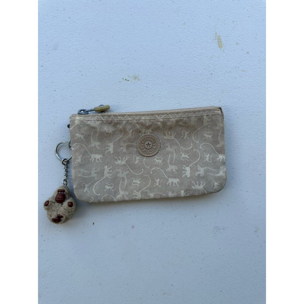 Kipling Creativity All Over Monkey Large Pouch Iconic Furry Keychain Charm
